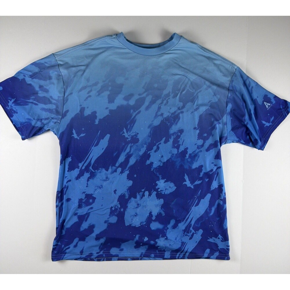Disney Avatar Way of Water Shirt Adult Small Performance Blue Tie Dye Banshee